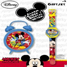 Disney Mickey Mouse Alarm Clock & Digital Watch Gift Set Kids Boys Girls Childs