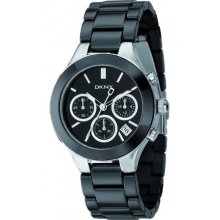 DKNY Womens Chronograph Stainless Watch - Black Bracelet - Black Dial - NY4914