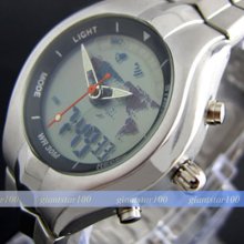 Dual Chronograph Analogue Digital Hours Date Alarm Men Lcd El Watch Wh77