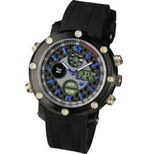 Dual Infantry Royal Mens Black Rubber Day&date Quartz Digital Watch+gift Box