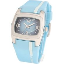 Dunlop DUN-42L04 - Dunlop Lady Digital Chronograph Watch, Light Blue And White Dial, Details And Rubber Band.