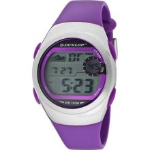 Dunlop Watches Women's Digital Multi-Function Purple Rubber Purple Ru