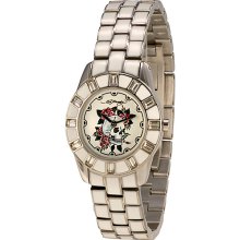 Ed Hardy Women's Chic White Skull & Rose Ch-ws Swarovski Crystal Quartz Watch