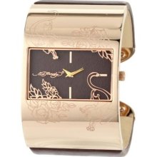 Ed Hardy Womens Icon Stainless Watch - Gold Bracelet - Brown Dial - IC-BN