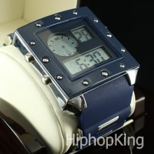 Elegant Digital Watch Square Analog Dial Cool Sporty Trend Silicone Band