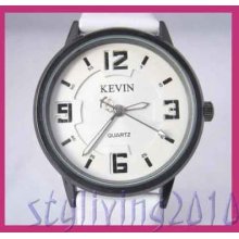 Elegant White Leather Women Lady Quartz Wrist Watch