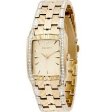 Elgin Mens Gold Ss Dress Watch W/ 83 Sparkling Austrian Crystals Fg1601 - Bling