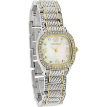 Elgin Quartz Ladies MOP Dial Two Tone Cable Link Bracelet Dress Watch EG9010