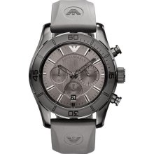 Emporio Armani Chronograph Gray Rubber Mens Watch AR5949