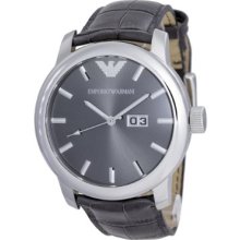 Emporio Armani Classic Collection Men's Quartz Watch With Black Dial Analogue Display And Black Leather Strap Ar0430
