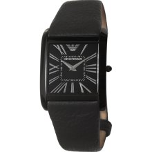 Emporio Armani Men's 'Super Slim' Black Stainless Steel Quartz Watch
