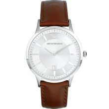 Emporio Armani Tan Leather Strap Watch AR2463 Brown