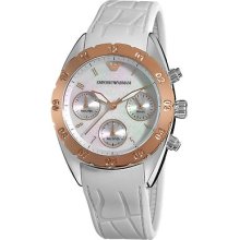 Emporio Armani Womens Sport White Silicone Strap Watch Ar5938