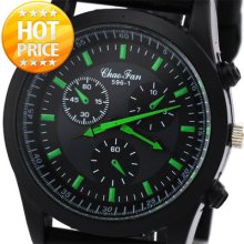 Energy Men's Rubber Sports Army Quartz Wrist Watch Green Time Hours Analog Clock