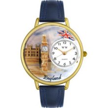 England Navy Blue Leather And Goldtone Watch