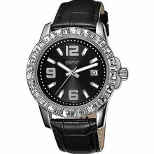 Esprit Ladies Spark Genuine Leather Designer Black Watch ES103342002