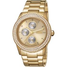 Esprit Peona Women's Quartz Watch Gold Dial Analogue Display & Gold S/s Bracelet