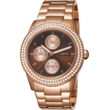 Esprit Peona Women's Quartz Watch Brown Dial Analogue Display Rose Gold