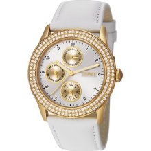 Esprit Peona Women's Quartz Watch Silver Dial Analogue Display & White Leather