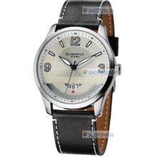 Eyki Luxury Move Date Japan Quartz Men White Dial Leather Wrist Watch Gift Sh00