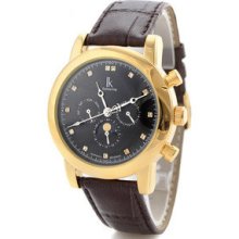 F03612 Automatic Mechanical Stainless/leather Men's Wrist Watch,waterproof
