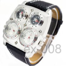 Fashion Dual Time Zone Mens Lady Quartz Analog Sports Watch Gift