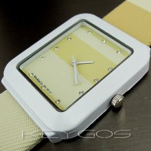 Fashion Elegant Quartz Hours Dial Yellow Leather Women Lady Wrist Watch Wt059