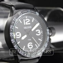 Fashion Hand Stylish Clock Hours Dial Black Rubber Unisex Wrist Watch B007bk