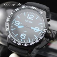 Fashion Hand Stylish Clock Hours Dial Black Rubber Unisex Wrist Watch C007bl