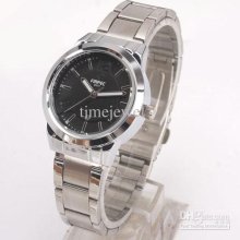 Fashion Men's Black Dial Lady Date Stainless Steel Quartz Watches N0