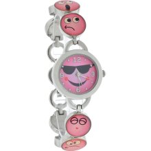 Fashion Quartz Ladies Pink Happy Face Bracelet Watch SR280