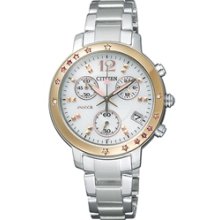 FB1193-54A - Citizen Wicca Eco-Drive Swarovski Stars Ladies Chonograph WR 50m Dual Tone Watch