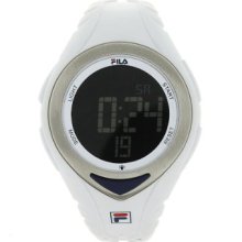 Fila Unisex Lcd Dial Watch Fl38024002 With White Pu Strap