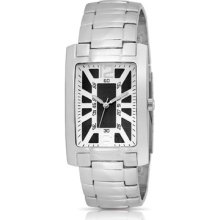 Fmd Steve Collection Silver-tone Black Dial Japan Quartz Men's Bracelet Watch