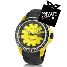 Forzieri Designer Men's Watches, Yellow Aluminum Case Watch w/Rubber Strap