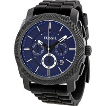 Fossil Chronograph Black Ion-plated Blue Dial Mens Watch Fs4605
