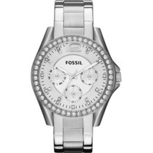 Fossil Es3202 Riley Silver Stainless Steel Ladies Watch In Original Box