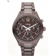 Fossil Flight Brown Ion Ladies Stainless Steel Chronograph Watch Ch2811 $135