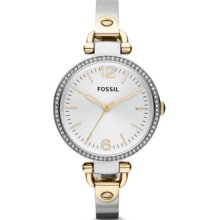 Fossil Georgia Three Hand Stainless Steel Watch Two-Tone - ES3250