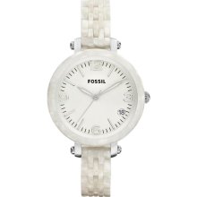 Fossil Heather Mid-Size White Resin Ladies Watch Jr1409