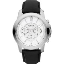 Fossil Mens Grant Leather Black Band Watch