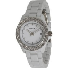 Fossil Retro Traveler White Crystal Bezel Womans Watch Am4466