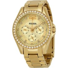 Fossil Riley Multi-function Champagne Dial Gold-tone Ladies Watch Es3203