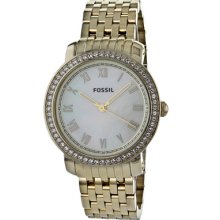Fossil Watches Women's White Mop Dial Gold Tone Stainless Steel Gold T