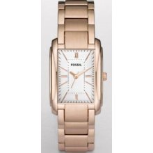 Fossil Womens Adele Stainless Watch - Gold Bracelet - Silver Dial - ES2731