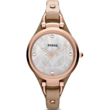 Fossil Women's Georgia ES3151 Beige Leather Quartz Watch with Sil ...