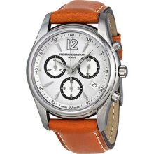 Frederique Constant Junior Chronograph Silver Dial Brown Leather Mens Watch