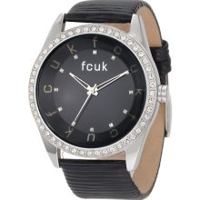 French Connection Ladies Watch Fc1073sb With Black Dial And Black Strap