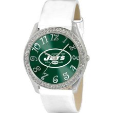 Game Time White Nfl-Gli-Nyj Women'S Nfl-Gli-Nyj Glitz Classic Analog New York Jets Watch