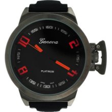 Geneva Platinum Men's Quartz Silicone Strap Watch RED